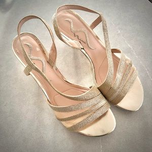 Nina Gold Glitterstrappy sling back heels